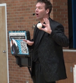 Paul Isaak getting ready to juggle