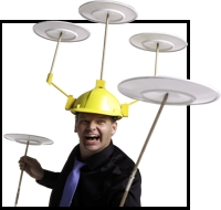 Spinning Plates are an audience favorite in Paul Isaak's Comedy show