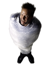 Paul Isaak Performing his original Saran Wrap Escape
